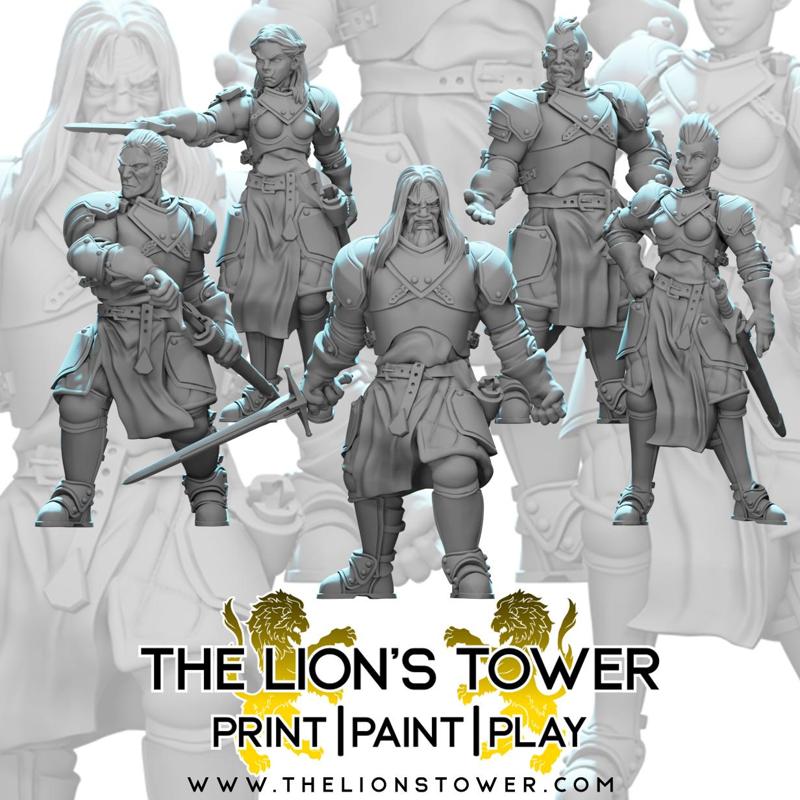 Mercenary Company - Heavy Armoured (Set of 5 x 32mm scale presupported miniatures)