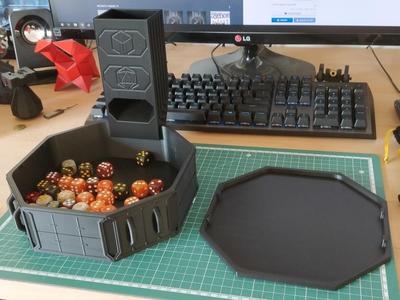 Dice Tray, Tower, and Latching Lid - War Gaming Terrain and Blank Themes