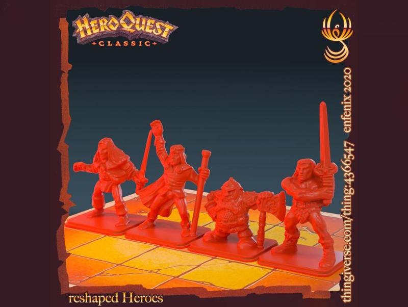 HeroQuest - reshaped Heroes (Barbar, Dwarf, Elf, Wizard)