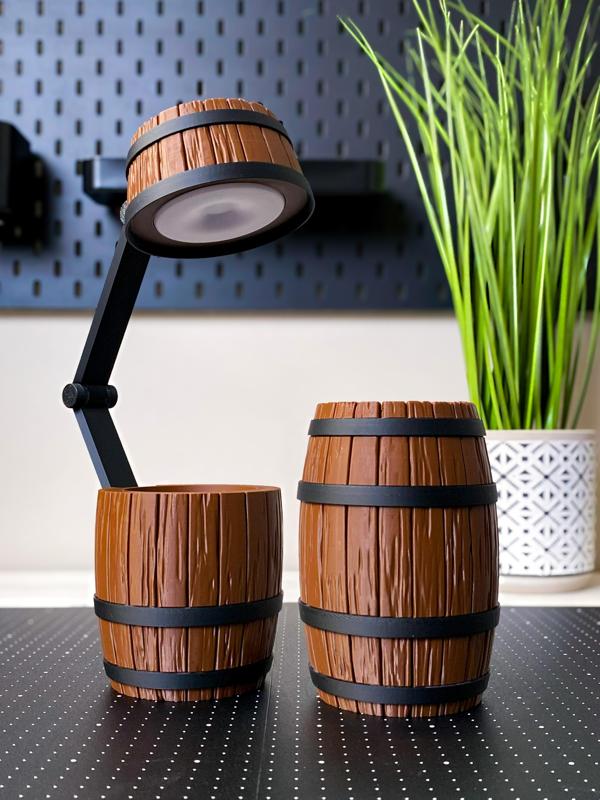 Wood Barrel Desk Lamp