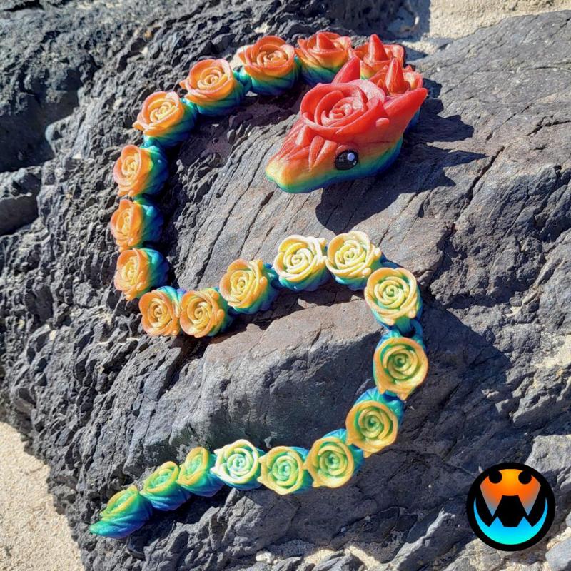 Rose Snake, Flexi Print in Place, Springtime Snake