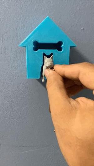 Frenchie Dog House Keychain & Holder