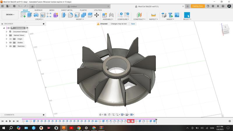 Electric motor fan 58x220mm