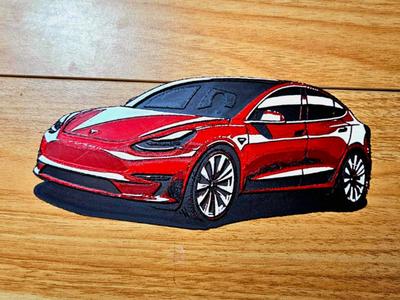 Red Tesla Model Y (HueForge)