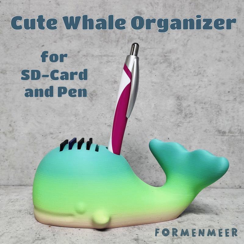 Cute whale organizer for SD cards and pen 