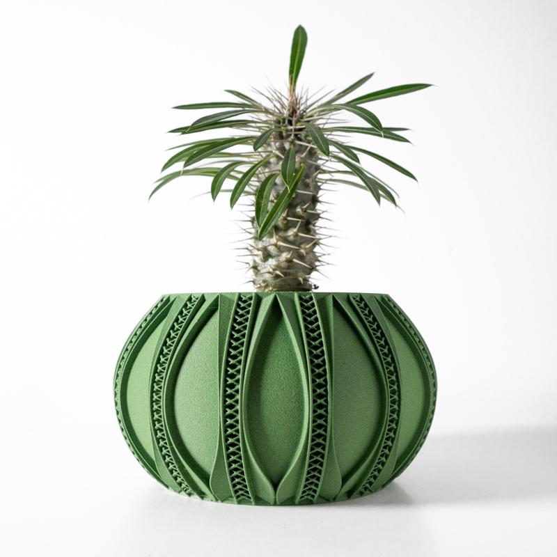 The Ryne Planter Pot with Drainage Tray & Stand: Modern and Unique Home Decor for Plants