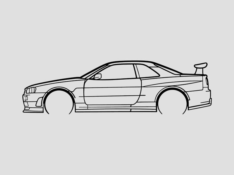 Nissan GT-R R34 Silhouette Wall Art
