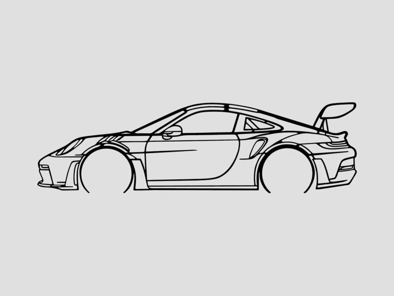 Porsche 911 GT3 RS Silhouette Wall Art