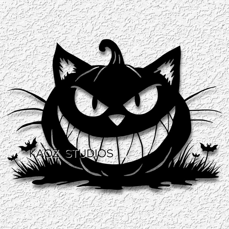cheshire cat jackolantern alice in wonderland halloween decor