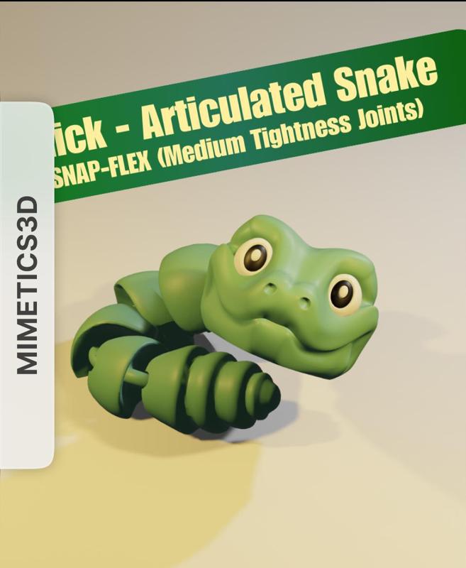 Slick - Articulated Snake Snap-Flex Fidget by Mimetics3D