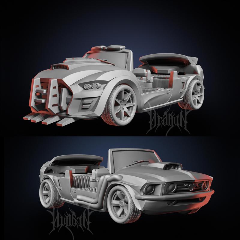 Mustang and Police Car - Zombie Tramplers