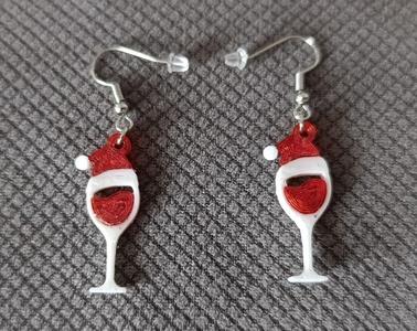 Christmas wine glasses earrings/keychain