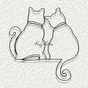 line kitty cats wall art