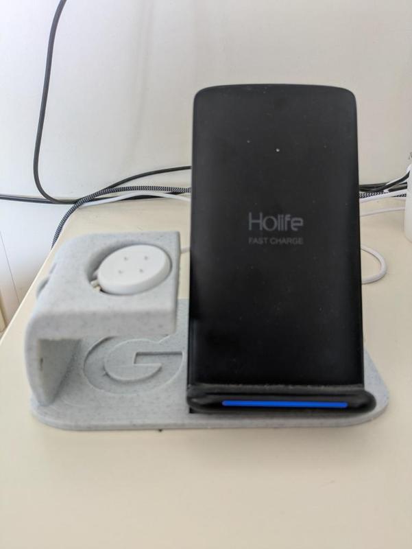 pixel watch stand with space for univeral wireless charging dock