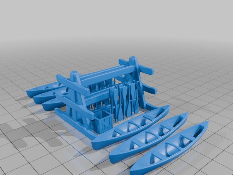 HO Scale Canoes, Paddles, and Racks – Full Accessory Pack