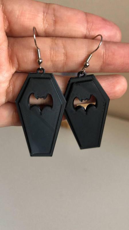 Earring Coffin capsule dark bat cofre ataud HALLOWEEN