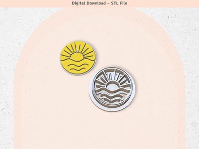Sun and Waves Clay Cutter for Polymer Clay | Digital STL File | Clay Tools | 5 Sizes Clay Cutters, 2