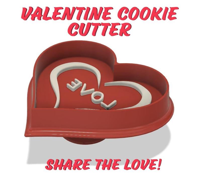 Baking - Cookie Cutter + Stamp Combo - Valentines - Heart & Love
