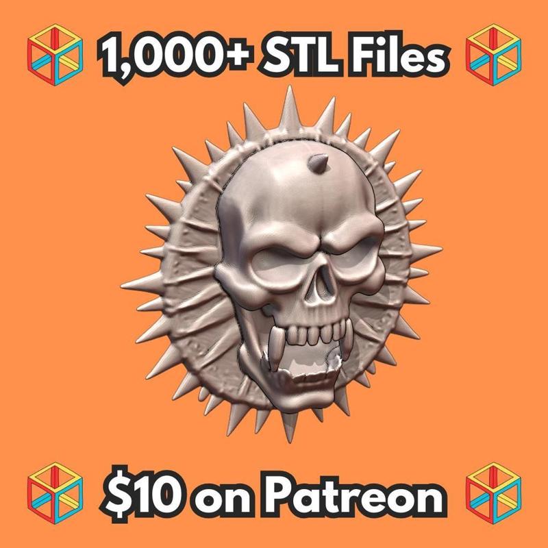 28mm DND Skull Emblem with Spikes Terrain Element MineeForm FDM 3D Print STL File