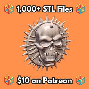 28mm DND Skull Emblem with Spikes Terrain Element MineeForm FDM 3D Print STL File