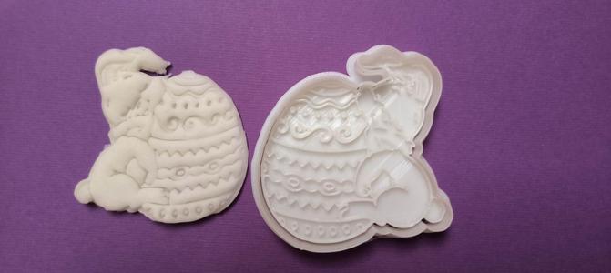 Easter Bunny with Egg Cookie Cutter and Stamp Set STL Files - 3D Printable Design