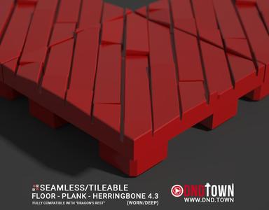 Floor - Plank - Herringbone 04.3 (WORN/DEEP) - 3D Modular Dungeon Tile - DnD Town Minis (www.dnd.town)