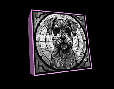 Lightbox glass stained Shnauzer lithophane
