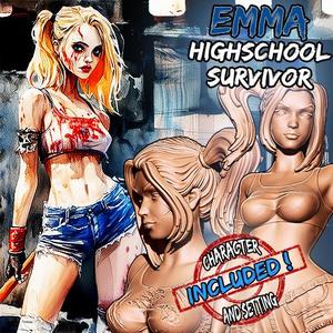 Emma the Highschool Survivor - Zombie Post Apocalyptic Collectors Miniature SFW & NSFW
