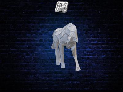 Saluting Horse - Low Voronoi Style - Single Spider Web - LowPoly - Perfect Design - Ea