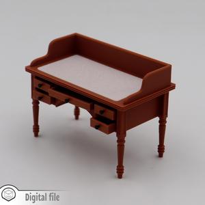 1:12 miniature 19th Century Regency Classic Desk with functional door mono/multi color