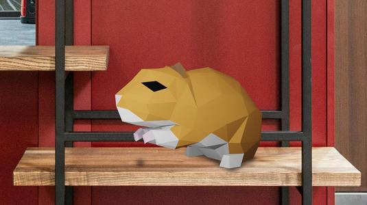 Cute hamster low poly, file with and without supports