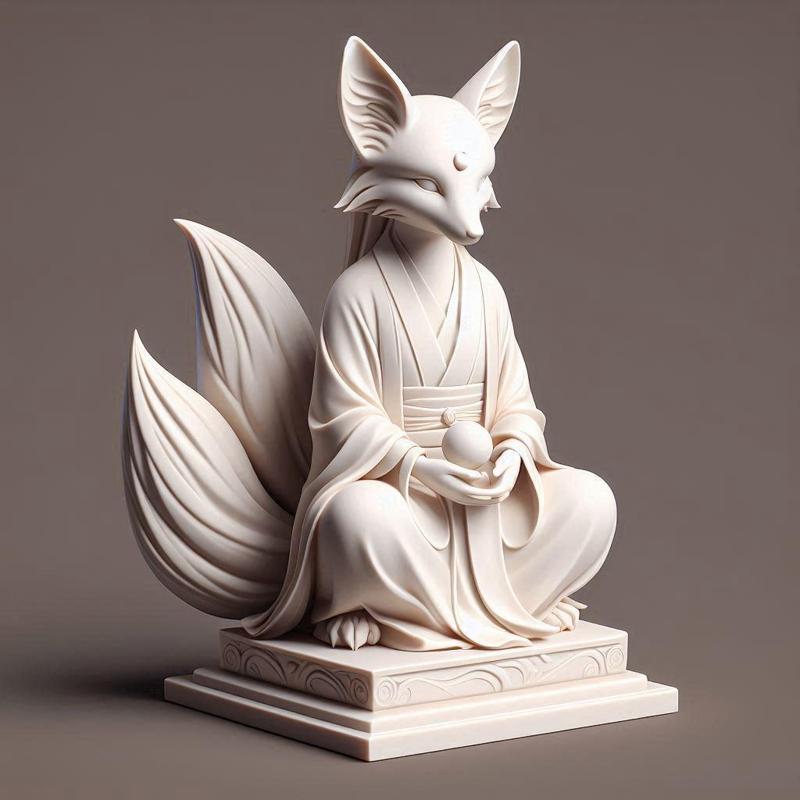 291 Fox Spirit in Pu Song Ling Style, statue, 3d print, magic, collectible, creature, dinosaur, sculpture, bear, troll, monkey, witch, club, werewolf, serpent, cat, fantasy, fairy
