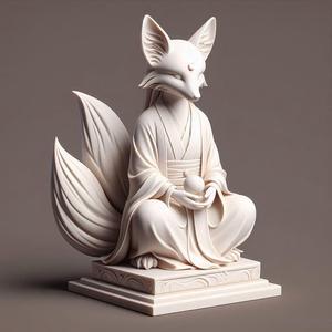 291 Fox Spirit in Pu Song Ling Style, statue, 3d print, magic, collectible, creature, dinosaur, sculpture, bear, troll, monkey, witch, club, werewolf, serpent, cat, fantasy, fairy