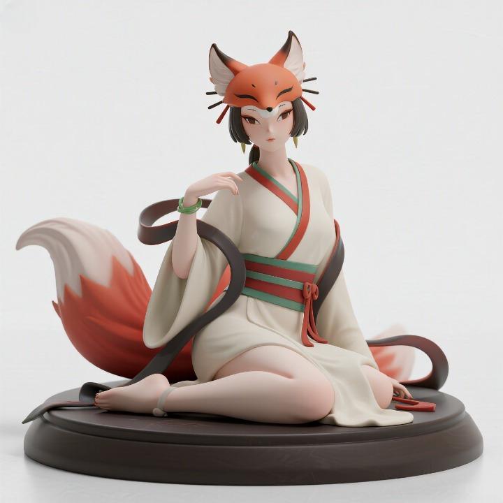 888 Fox Spirit Woman in Pu Song Ling Style, beast, magic, creature, fantasy, wood, base, sword, warrior, wild, cat, monster, fox, godzilla, fair, witch, werewolf, horror, beast, gothic, troll