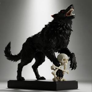 840 Ivory Werewolf Howling with Skull - 3D Model, magic, creature, fantasy, wood, base, sword, warrior, wild, cat, monster, dog, godzilla, fair, witch, werewolf, horror, beast, gothic, troll