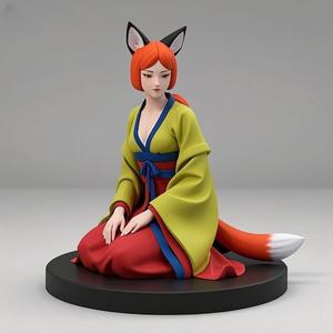 1448 COLORFUL Fox Spirit Woman in Pu Song Ling Style, magic, dragon, fantasy, wood, gnome, gorgon, warrior, wild, fox, monster, cat, dog, fair, witch, werewolf, horror, beast, gothic, troll