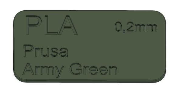 Sample Card Prusa Army Green PLA