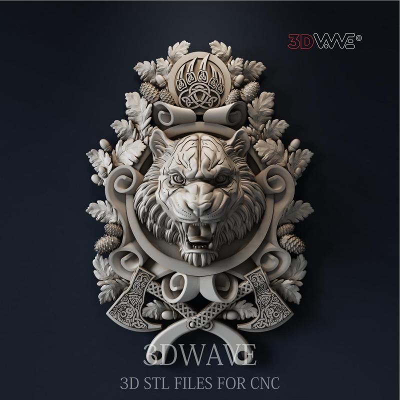 Tiger 3d stl file for CNC