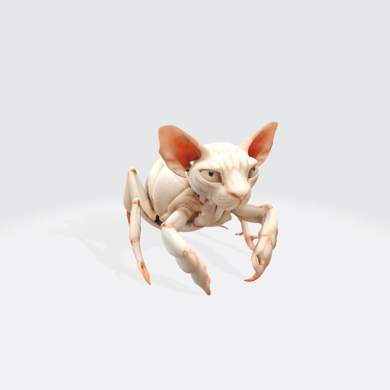 Hybrid Sphynx Cat Creature with Insect Legs