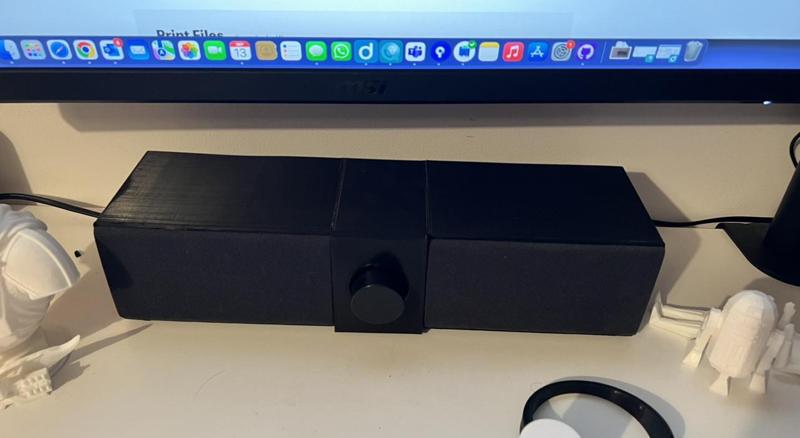 Desktop soundbar from salvaged items
