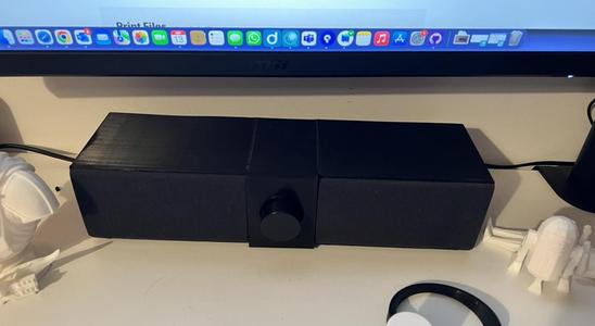 Desktop soundbar from salvaged items