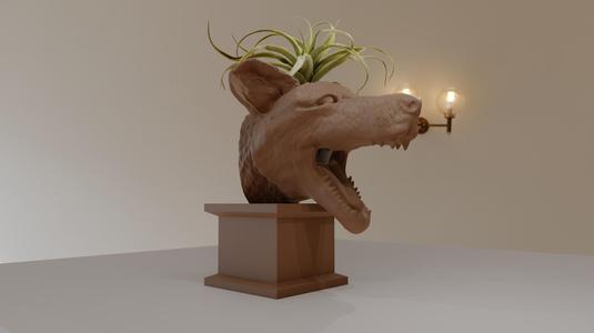 tasmanian tiger dog barking bust planter pot stl