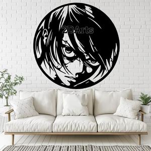 Angry Anime Character 2D Wall Art/Window Art - Digital STL & SVG Files for 3D Printing and Laser Cut