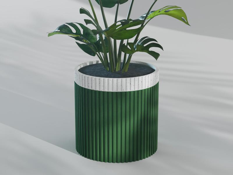 Mizu Planter Pot, Striped | Small, Medium, Large | Self Watering and Drip Tray 