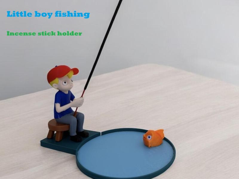 Little boy fishing Incense stick holder