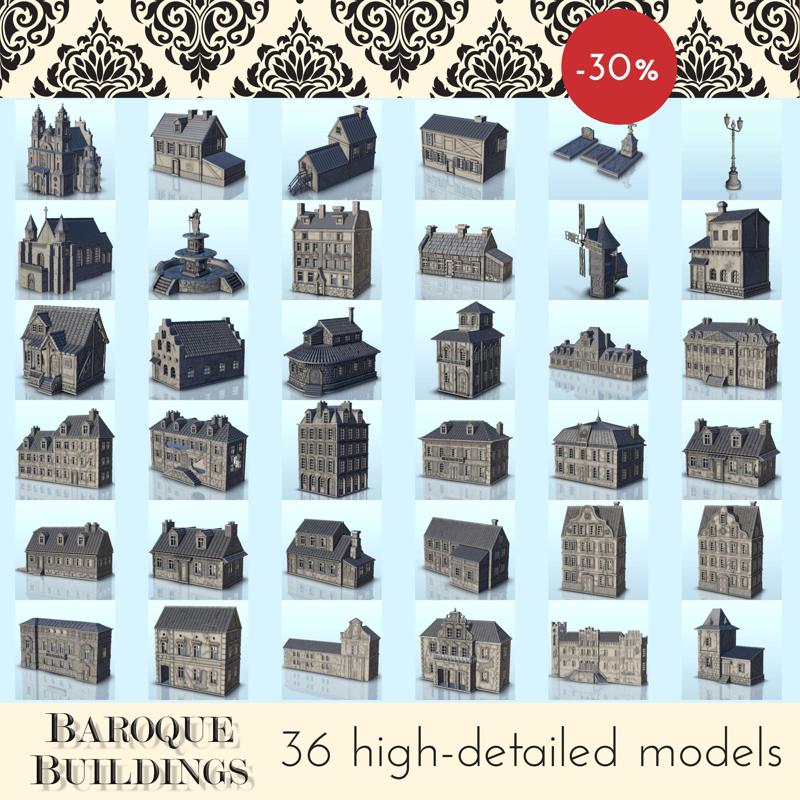 Baroque & Modern buildings pack - Architecture Urban Scenery Modern WWII Napoleonic War of the Rose