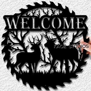 deer welcome sign wall art mountain cabin decor nature scenery decoration