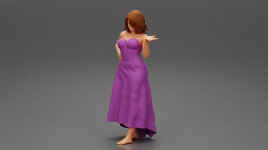 Beautiful Woman Pose in Studio in Classic Dress