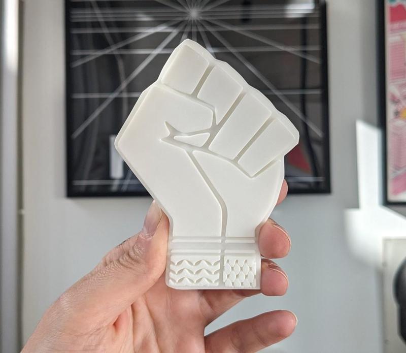 Stamp - Raised fist - Palestinian Keffiyeh - Palestine