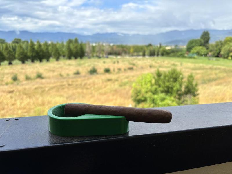 Ashtray with cigar holder 